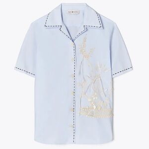 Tory Burch Blue Camp Shirt EUC Sz 8